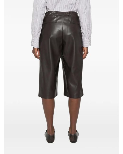 Alpha Studio Gray Pleated Knee-Length Shorts