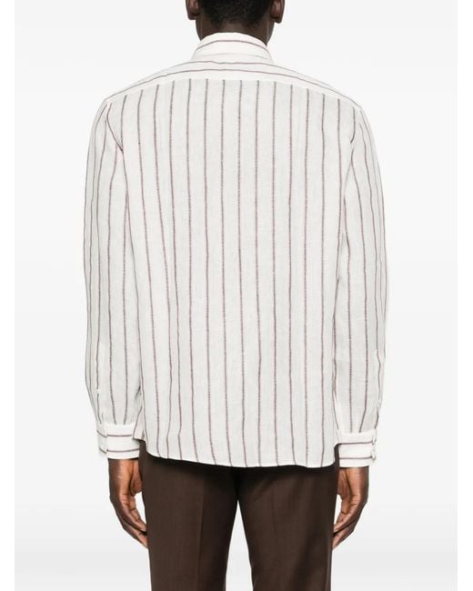 Brunello Cucinelli White Striped Shirt for men