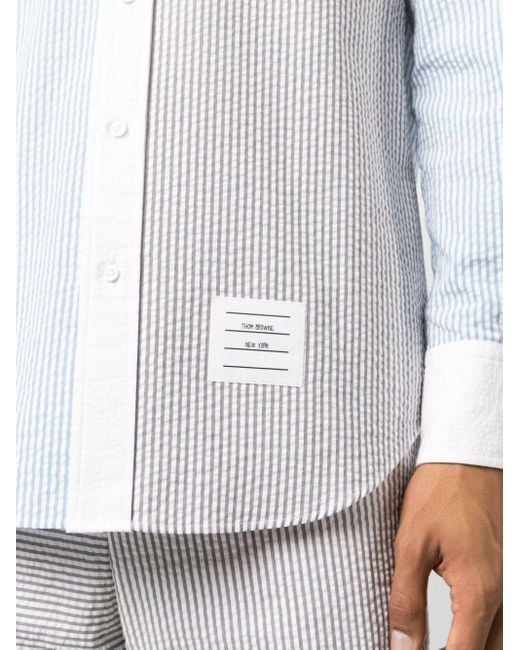 Thom Browne White Funmix Striped Shirt for men