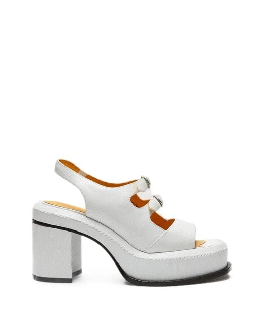 LILI CURIA White Edie Buckled Sandals