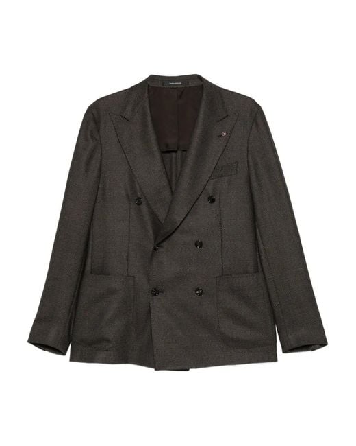 Tagliatore Black Blazer À Boutonnière Croisée Et Poches Plaquées for men