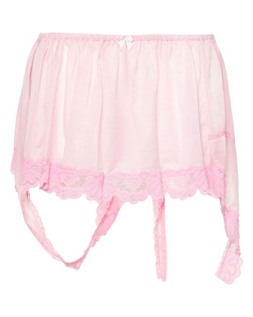 Minifalda con ribete de encaje all in de color Pink