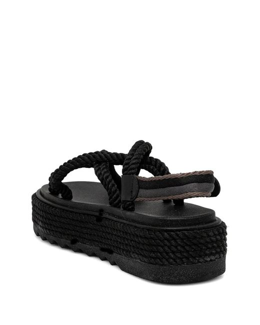 Bohonomad Black Rope-Detail Flatform Espadrilles