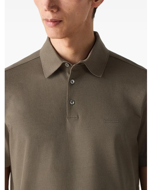 Zegna Green Dark Taupe Cotton Polo Shirt for men