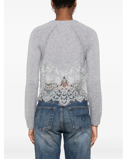 Ermanno Scervino Vest Met Afwerking Van Kant in het Gray