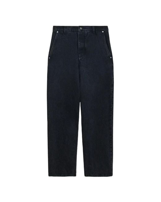 Loewe Blue Leather-Patch Straight-Leg Jeans for men
