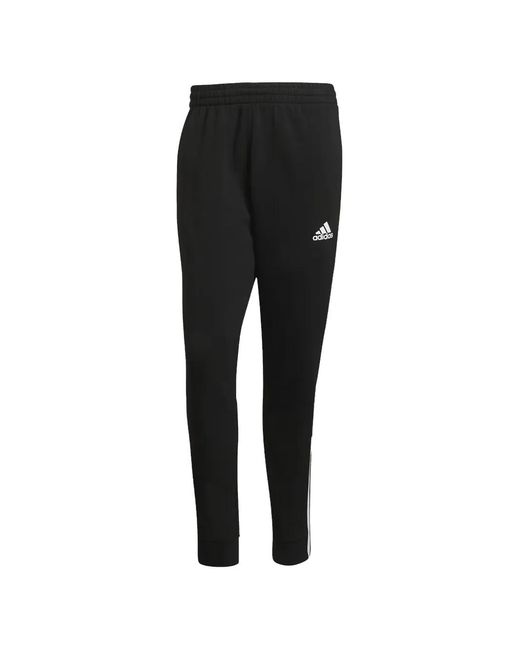 Adidas Black Essentials 3-Stripes Cut Track Pants for men