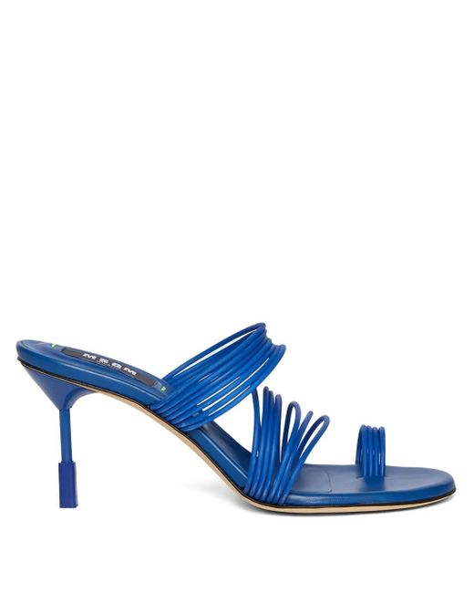 MSGM Blue Heeled Leather Sandals