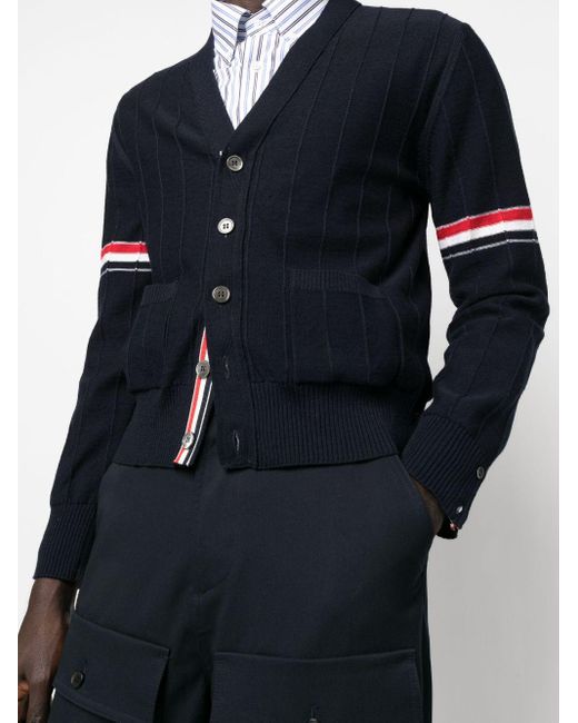 Thom Browne Cardigan mit RWB-Streifen in Blue für Herren