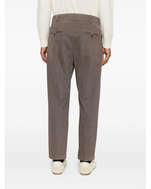 Eleventy Gray Pleated Straight-Leg Trousers for men
