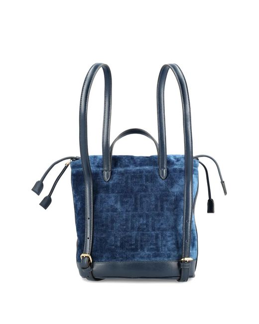 Fendi Blue Logo-plaque Backpack