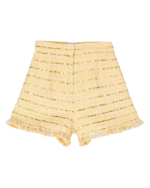 Giambattista Valli Natural Sequin-embellished Tweed Mini Shorts