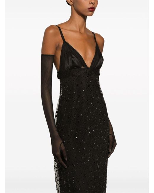 Dolce & Gabbana Black Abendkleid mit Kristallen