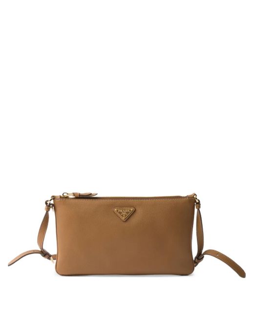 Prada Brown Leather Pouch Bag