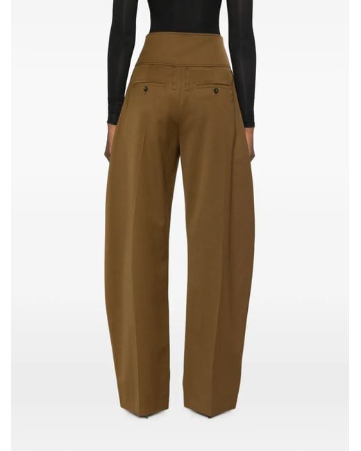 Ferragamo Natural High-Waisted Wide-Leg Trousers