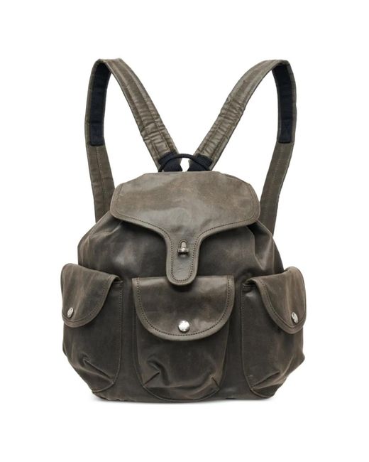 OPEN YY Black Flap-Pocket Backpack