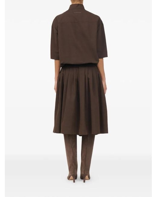 MM6 by Maison Margiela Brown Wool Shirting Shirt-Dress