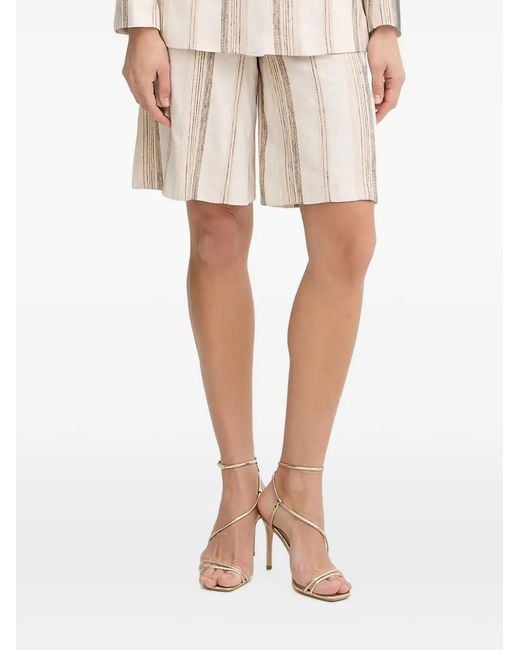 Fracomina White Striped Bermuda Shorts