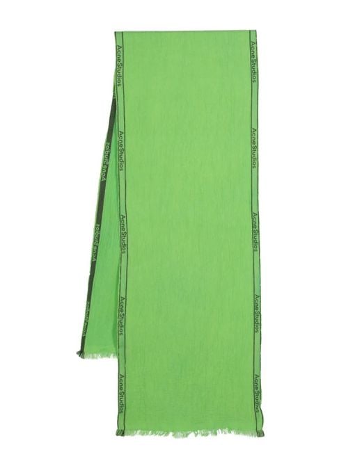 Acne Green Jacquard-Logo Scarf