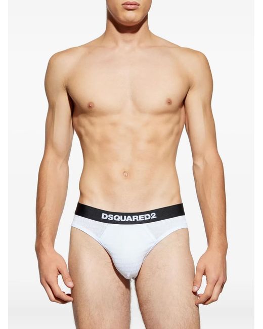 DSquared² White Logo-Print Briefs for men