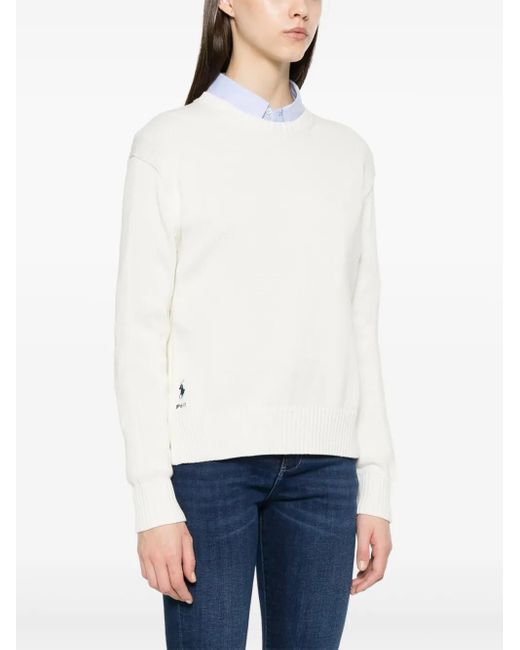 Polo Ralph Lauren White Classic Crew Neck Long Sleeve Pullover
