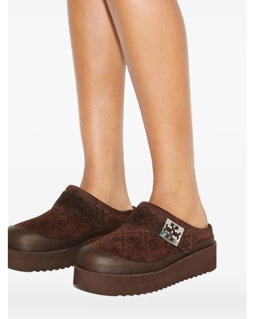 Tory Burch Brown Mellow Shearling Platform Mules