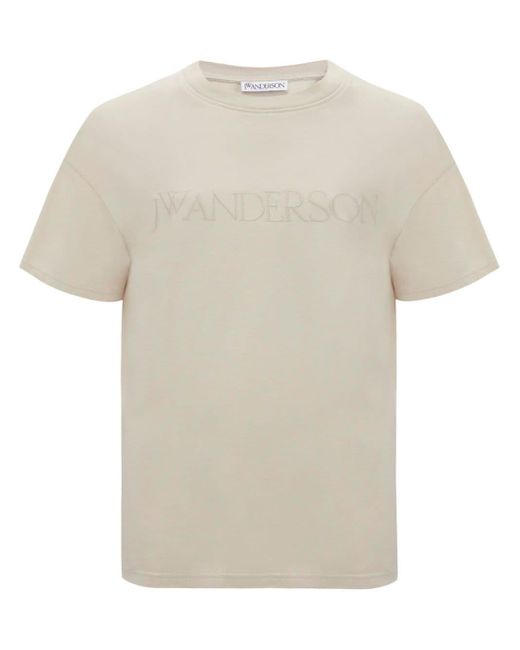 Camiseta con logo bordado J.W. Anderson de hombre de color White
