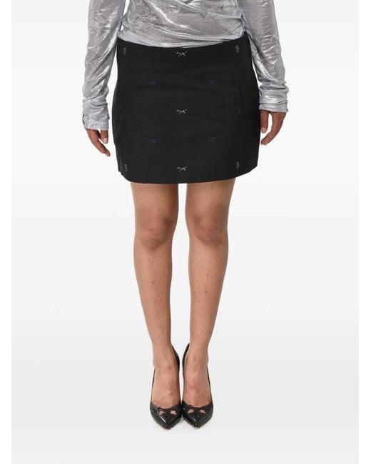 Off-White c/o Virgil Abloh Black Wool-Blend Jacquard Mini Skirt With Side Zip