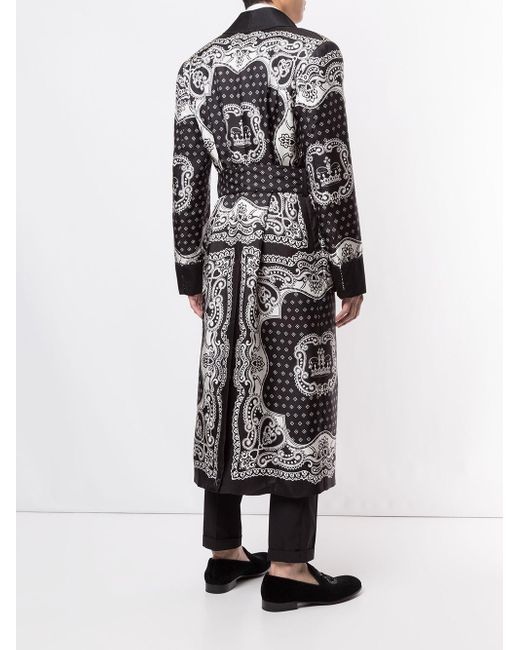 Dolce & Gabbana Silk Bandana Print Robe in Black for Men | Lyst