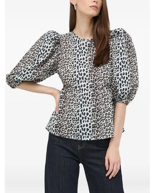Notes Du Nord Black Oberteil mit Leoparden-Print