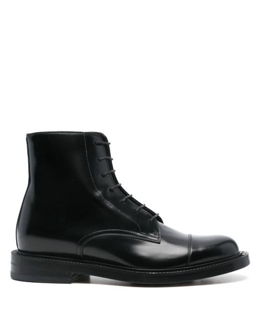 Gucci Black Calf Leather Lace-Up Boots for men