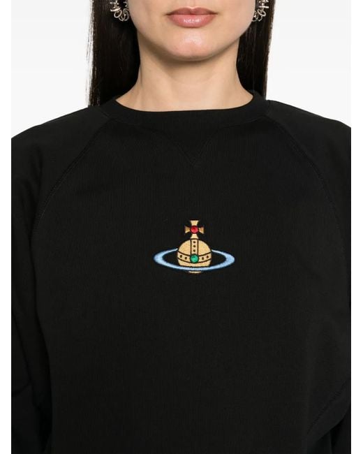 Vivienne Westwood Black Cropped Long-Sleeve Sweatshirt With Embroidered Emblem