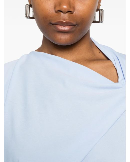 ANDAMANE Blue Serena Draped Bodysuit