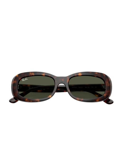 Ray-Ban Green Havana Oval-Frame Sunglasses