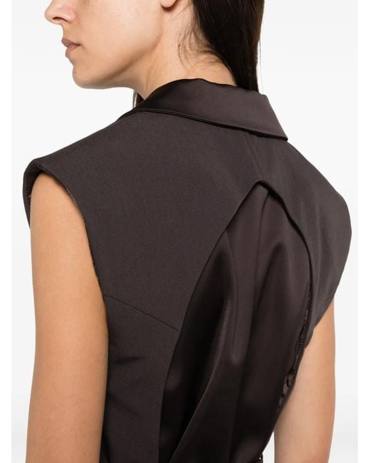 Imperial Brown Satin-Lapel Cutout-Back Gilet