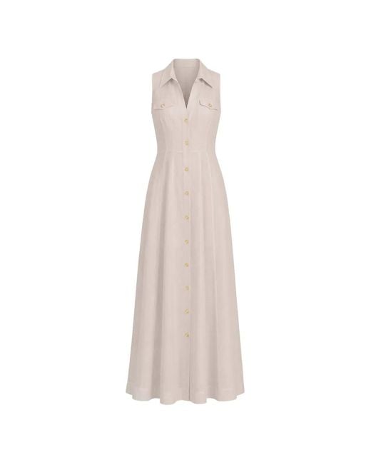 Alice + Olivia White Robe Longue Kendall En Lin