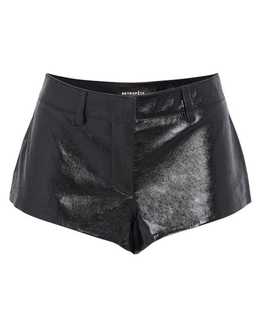 retroféte Black Aven Leather Mini Shorts
