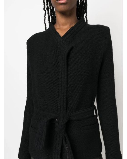 IRO Black Embossed-Finish Belted Jacket