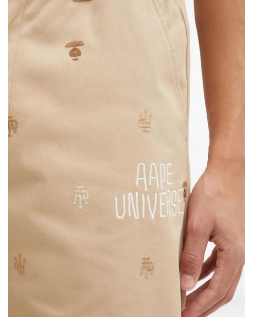 Aape By A Bathing Ape Natural Logo Graphic Shorts for men