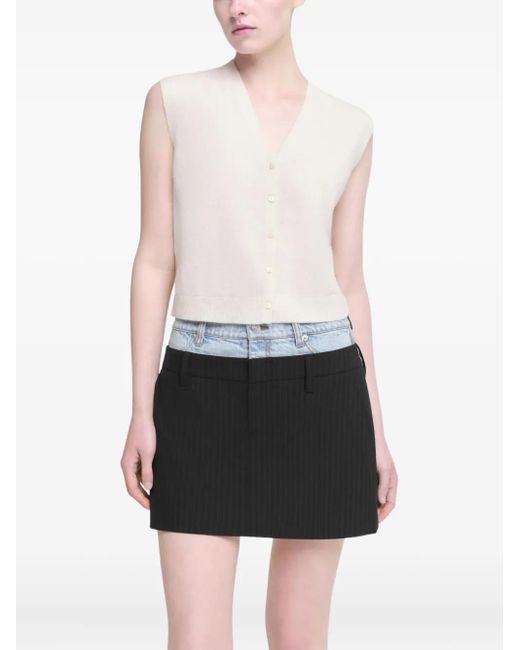 Jonathan Simkhai White Button-Front Cashmere Vest