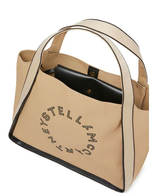 Bolso shopper con logo bordado Stella McCartney de color Natural