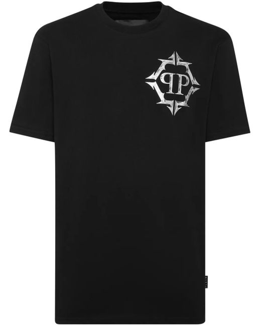 Philipp Plein Black Ss Chrome T-Shirt for men