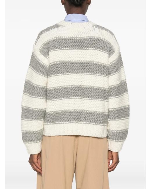 Stine Goya White Striped Chunky-Knit Sweater