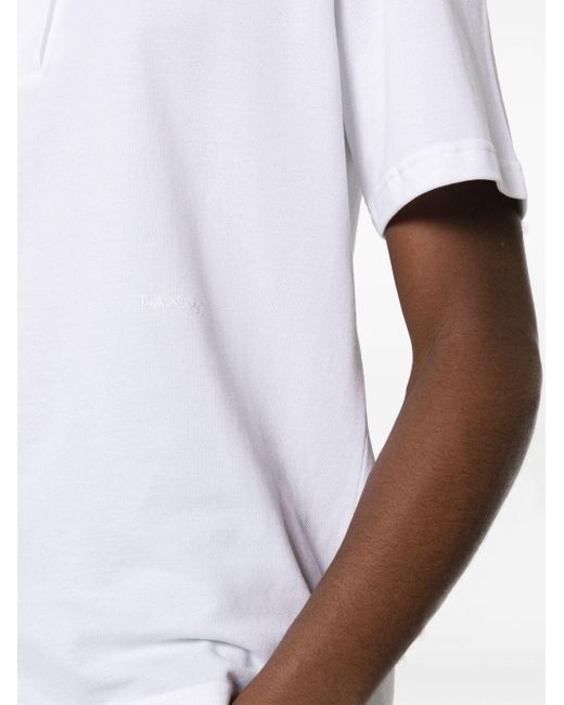 Lanvin White Short-sleeve Cotton Polo Shirt for men
