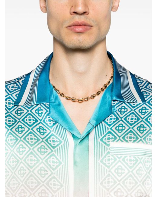 Casablancabrand Blue Diamond Monogram Silk Shirt for men