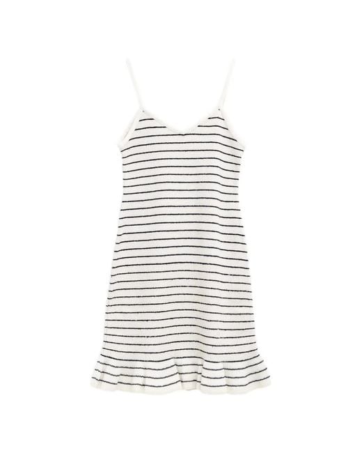 J.W. Anderson White Striped Ruffled Mini Dress