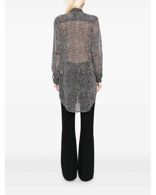 Camicia Leopardata di Tessitura Body Couture in Gray