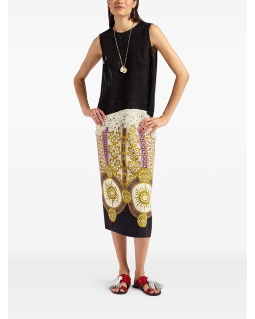 LaDoubleJ Metallic Patterned Pencil Skirt