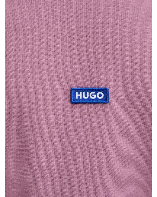 HUGO Pink Logo-Patch Sweatshirt for men