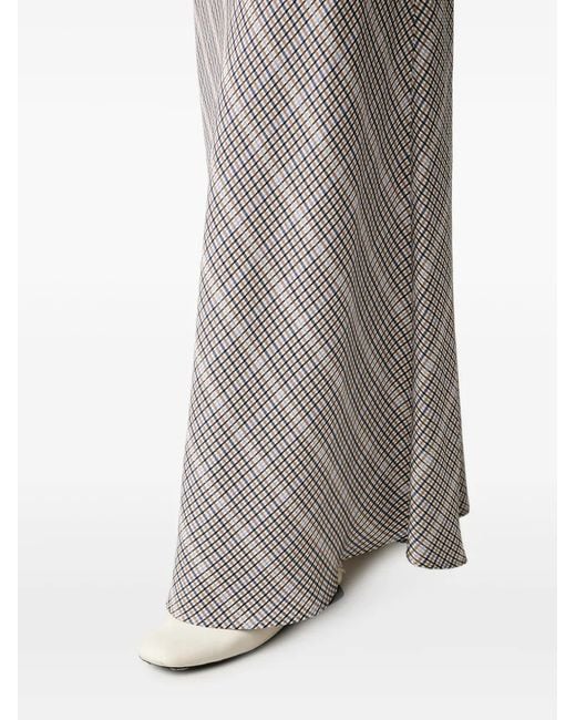 Munthe Brown Check-Pattern Flared Maxi Skirt